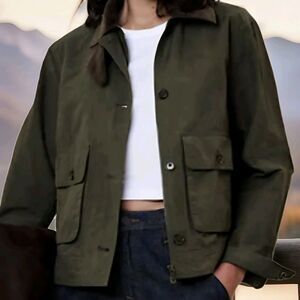 Banana Republic Short Utility Jacket Women’s PM Olive Corduroy Collar Lined